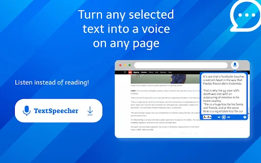 TextSpeecher: Gawing Audio ang Iyong Text – Libreng TTS Extension - Screenshot 1